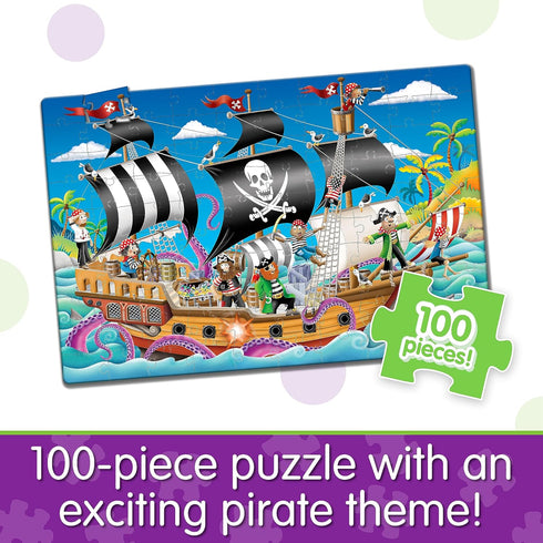 The Learning Journey Puzzle Doubles Glow In The Dark – Pirate Ship - 100 Piece Preschool Puzzle for Ages 3+