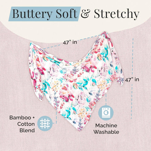 47 47 inches Stroller Society - Viscose from Bamboo and Cotton Baby Blanket, Floral Baby Blanket, Receiving Blankets
