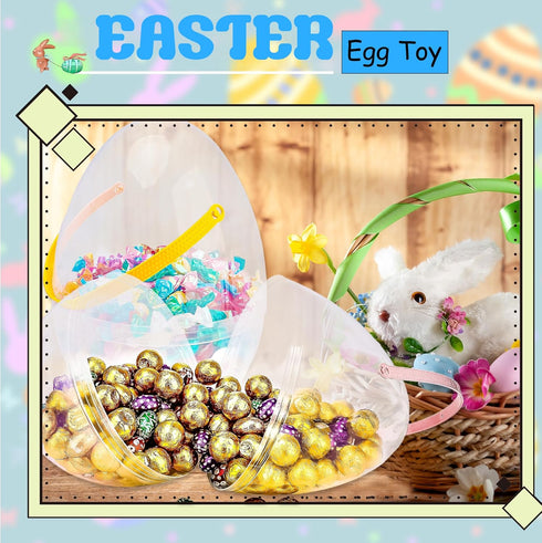 Restroma 12 Inch/ 10 Inch/ 8 Inch 4/5/ 6/7/ 8/10/ 12 (8 (10 Inch)) Giant Clear Easter Eggs Fillable Pcs Jumbo Plastic