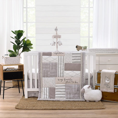 NoJo Musical Mobile with White and Taupe Lambs