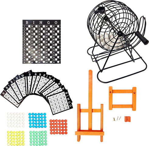 Deluxe Metal Bingo Case - Bingo Night Play Kit with Cage, Balls, Markers & Cards