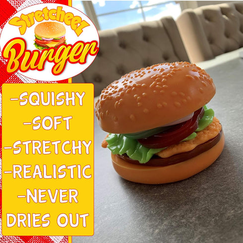 Stretcheez Hamburger Play Food for Kids, Stretchy Pretend Food & Toppings, Mix & Match Sets for Role Play