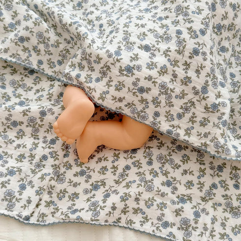 100% 1 47"x51" BuLuTu Cotton Muslin Toddler Blanket for Girls Boys Shabby Chic Blue Floral Baby Blanket Soft