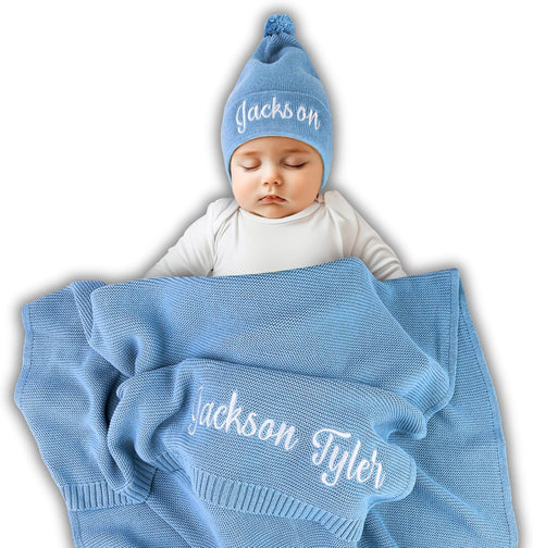 100% Personalized Baby Blanket Gift Box, GOTS Organic Certified, Customized Swaddle Blanket with Name, Receiving