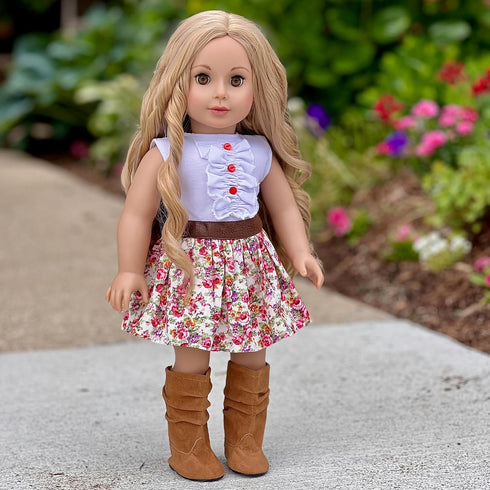 DreamWorld Collections Urban Explorer Clothes - Fits 18 Inch Doll, Brown Motorcycle Jacket, Dress & Boots
