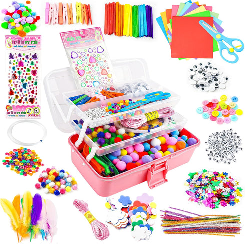SMILESSKIDDO Arts Craft Supplies for Kids - 1400+ PCS Toddler DIY Craft