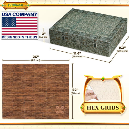 10 6 (1" 22x26-4 3D 140+ 4 DND Game Mats and a lot More - Includes Dungeons & Dragons Board Game Battle Maps Hex Grid)