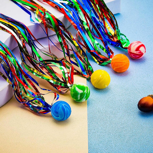 Hungdao Comet Balls - Large Rubber Bouncy Balls with Colorful Streamers, 30 Pcs Party Favors for Kids