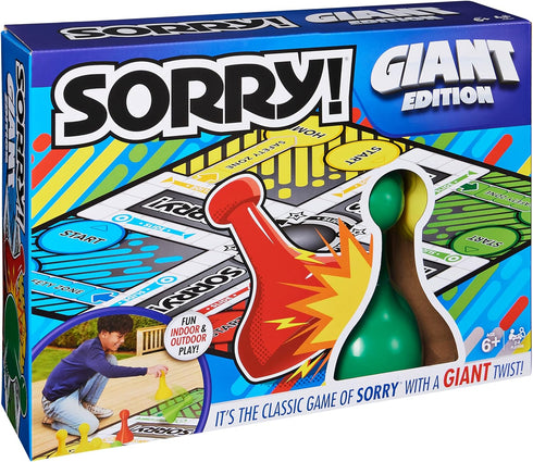 Giant SORRY Classic Family Board Game - Indoor Outdoor Retro Party Activity with Oversized Gameboard