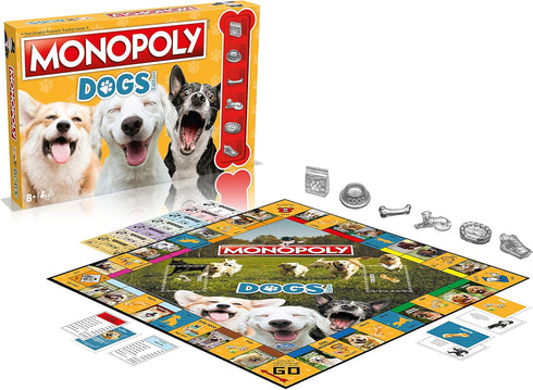Dogs Monopoly Board Game English Edition, Play with Pomeranian, Siberian Husky, Shiba Inu, Fun Family Game