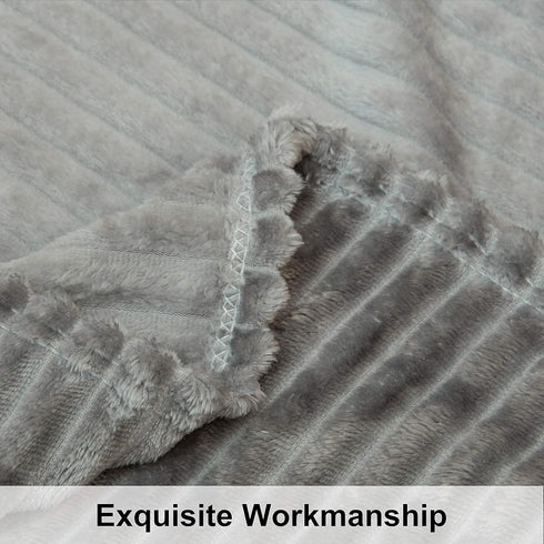 NTBAY Flannel Fuzzy Toddler Blanket, 30x40 Inches, Fluffy Warm Lightweight Reversible Stripes Design, Grey.