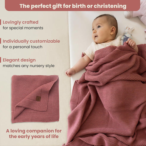 30 40 Baby Soft Knitted Blanket, x in, Dusky Pink, Soft & Breathable, Oeko-Tex Certified, Lightweight & Cuddly, Perfect