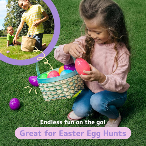 PREXTEX 12-Pack Stuffed Easter Eggs with Mini Pull-Back Toy Car - Easter Basket Stuffers for Kids