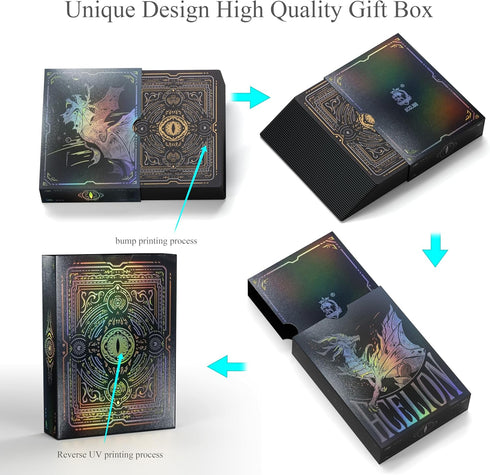 WJPC Easy Shuffling Plastic Waterproof Playing Cards, Cool Black Dragon Poker Cards for Game and Party