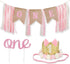 1st Birthday Girl Decorations WITH Crown - 1 Year Old Baby First Birthday Decorations - Princess Theme Cake Smash Party
