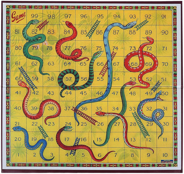 Classic Snakes and Ladders Board Game Foldable Family Board Game with Dice