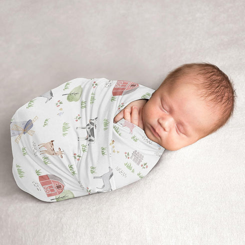 Sweet Jojo Designs Farm Animals Boy or Girl Swaddle Blanket Jersey Stretch
