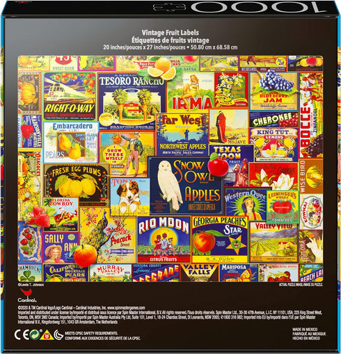 2-Pack of 1000-Piece Jigsaw Puzzles, Retro Comics and Fruit Labels for Adults and Kids Ages 8+, Amazon Exclusive