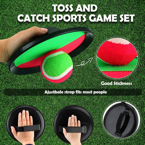 Toss and Catch Game Set for Kids, Charniol 12 Paddles 6 Balls Outdoor Beach Sports Toys with Nylon Catch Ball