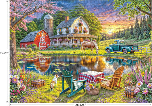 Country 1000 RoseArt Soft Touch Backyard Farm Scene Piece Jigsaw Puzzle for Adults