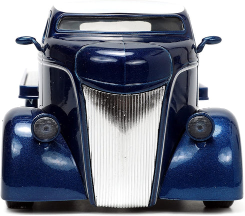1:24 1947 Jada Toys Just Trucks Ford COE Flatbed Die-cast Car Dark Blue/White with Tire Rack, Toys for Kids and Adults