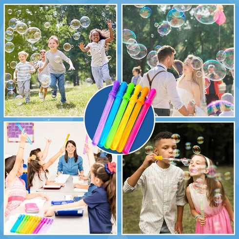 JOYIN 12 Packs 17’’ Giant Bubble Wands for Kids, Bulk with 12 PCS Concentrated Bubble Solution for Summer Party Favors