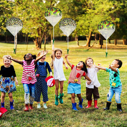 Aoriher 12 Pcs American Flag Army Parachute Toy, Hand Throwing Men Toy Figures, Outdoor Games for Teens Boys