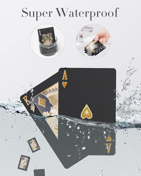 BIERDORF Diamond Waterproof Playing Cards - Black Poker Cards, HD Deck (3-Pack)