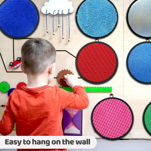 16 Set 3 Gift(8.3 Inch) Upgraded Sensory Mats, Mixed Colors Sensory Toys for Kids with Autism, Tactile Wall Panel