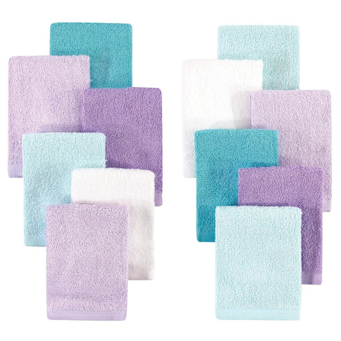 Hudson Baby Unisex Baby Rayon from Bamboo Woven Washcloths 12pk, Purple Mint,