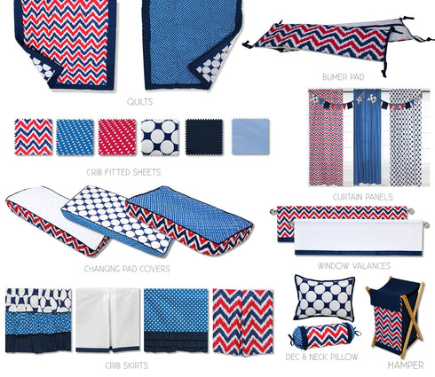Navy/Red Ikat Zigzag/Chevron Nursery Storage Runner