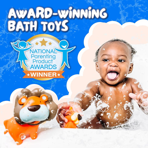 Mold Free Bath Toys for Babies and Toddlers, No Hole Animal Bath Toys, BPA-Free, Dishwasher-Safe, for 0-18 Months