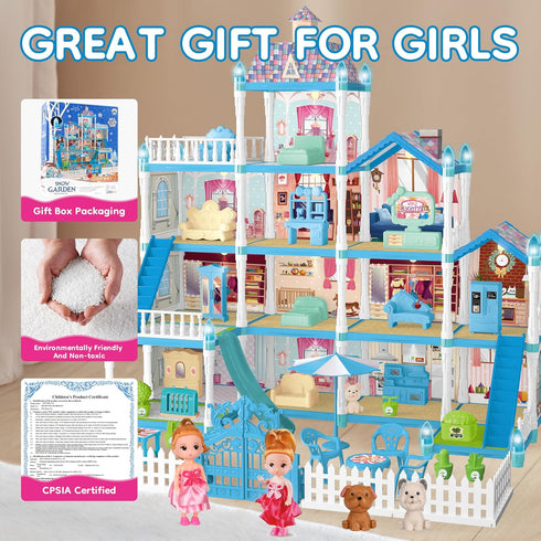 OCTERIC Girls,13 2 3 4 5 6 7 8 9 10 OCRETIC Doll House for Rooms Dollhouse with Dolls, Lights, Figure