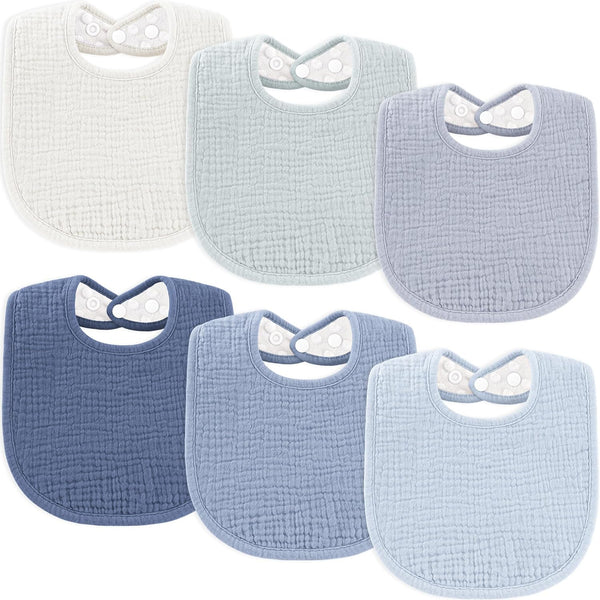 Susurration Muslin Baby Bibs 6 Pack Cotton Baby Drool Bibs,Soft Adjustable Baby