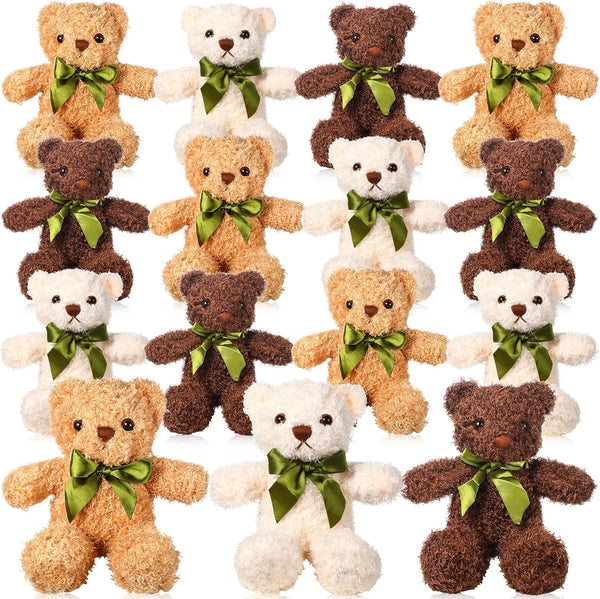 HyDren 15 Pieces Plush Stuffed Bears - 10 Inch Cute Soft Bear Toy with Bow Tie for Gifts