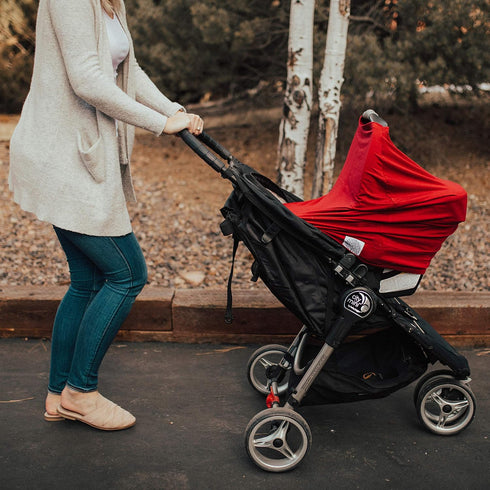 Parker Baby 4 in 1 Car Seat Cover, Stretchy Canopy, Nursing Cover, Grocery Cart Cover, Cherry