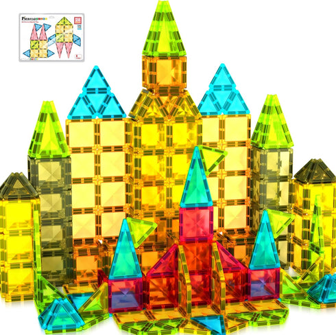 PicassoTiles Magnetic Tile 24pc Mini Diamond Magnetic Building Blocks Set Travel Size