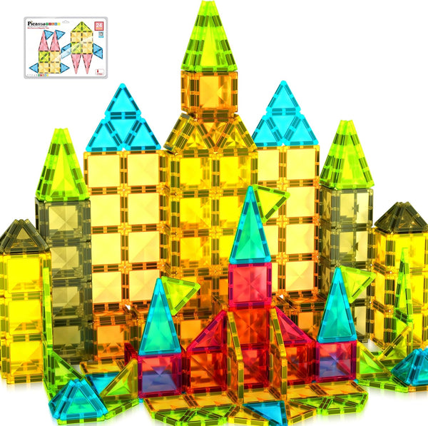 PicassoTiles Magnetic Tile 24pc Mini Diamond Magnetic Building Blocks Set Travel Size