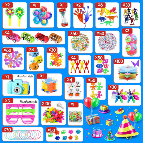 1000pcs Pack, Party Favors for Kids, Fidget Toys Birthday Gifts, Classroom Prize Boxes, Treasure Box, Goodie Bag