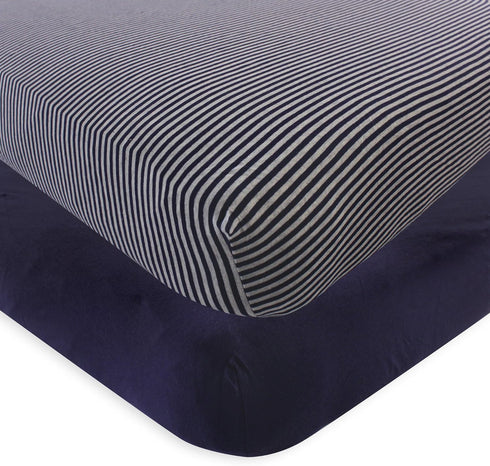 Touched by Nature Unisex Baby and Toddler Organic Cotton Crib Sheet, Navy Heather Gray, One Size by Touched by Nature