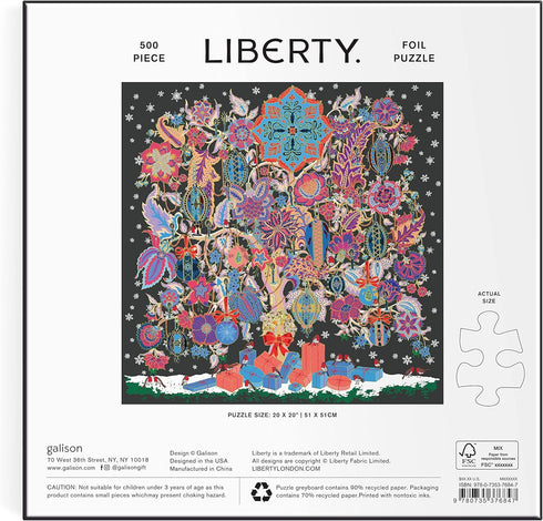 Galison Liberty Christmas Tree of Life - 500 Piece Foil Puzzle with Gold Foil Accents