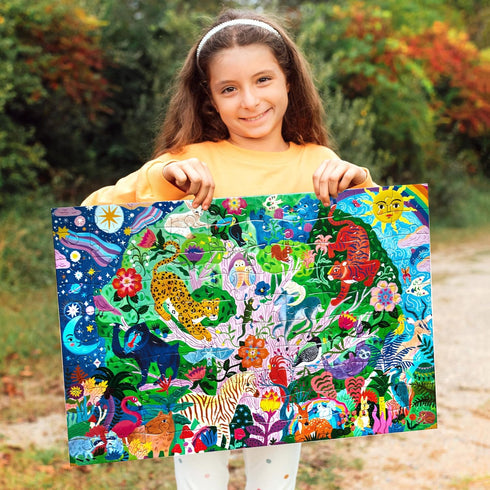 100 eeBoo Piece Puzzle for Kids - Tree of Wildlife Children's Puzzle Nature Themed, Large Pieces for Small Hands