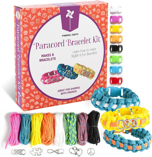 Pinwheel Crafts Paracord Bracelet Kit - DIY Kids Crafts, Paracord Bracelet w/Sturdy