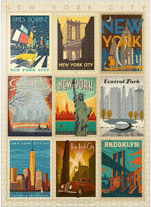 MyPuzzle New York City Multi-Image Print - Edition 1 Vintage Poster, Premium 1000 Piece Jigsaw Puzzle for Adults