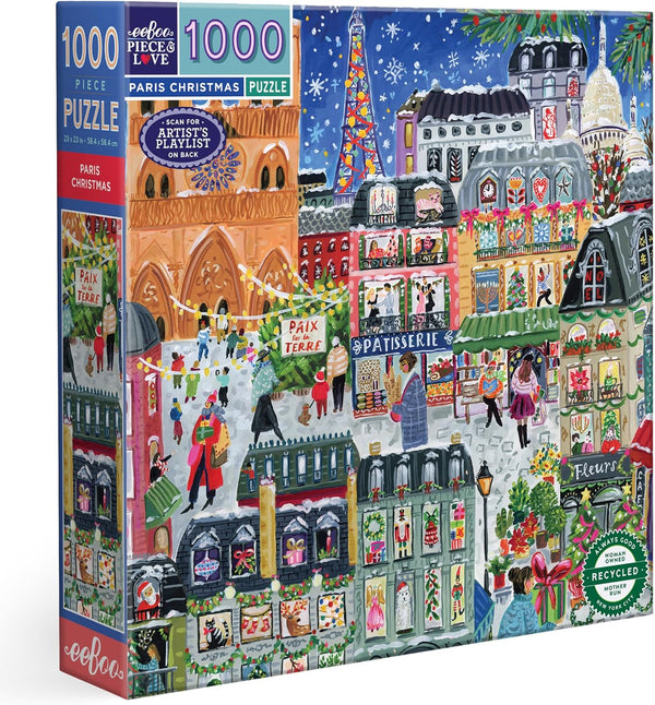 eeBoo 1000 Piece Puzzle - Paris Christmas Jigsaw Puzzle for Adults, Square
