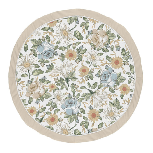 Sweet Jojo Designs Vintage Floral Blue Yellow Girl Baby Playmat Tummy Time