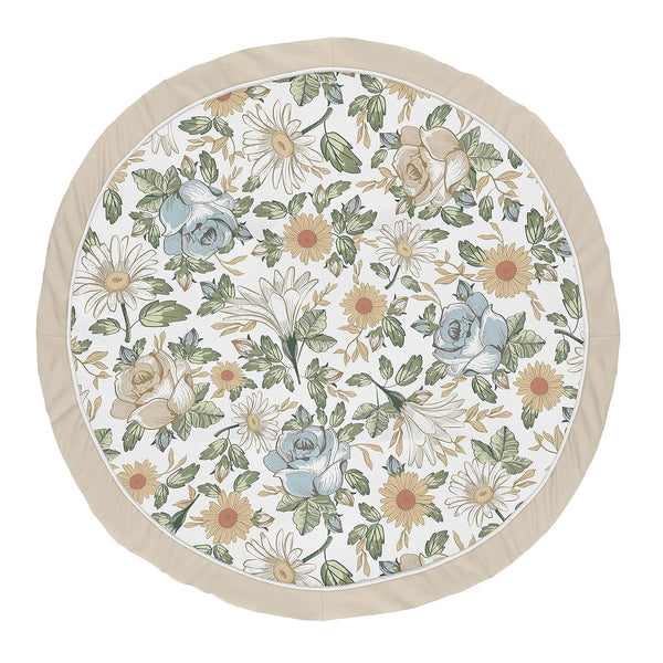 Sweet Jojo Designs Vintage Floral Blue Yellow Girl Baby Playmat Tummy Time
