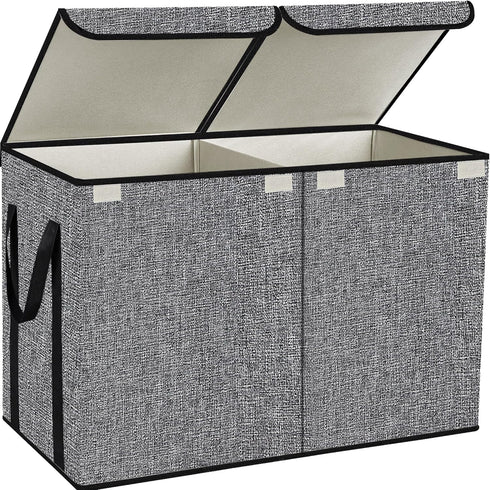 YOLOXO Large Kids Toy Box Chest Storage organizer with Double Flip-Top Lid