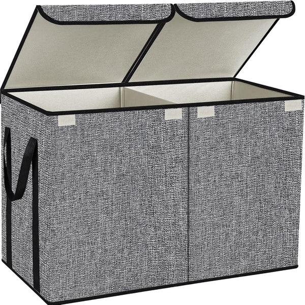 YOLOXO Large Kids Toy Box Chest Storage organizer with Double Flip-Top Lid