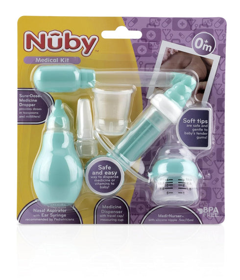 Nuby 6-Piece Small Medical Kit for Infant, Child, Nursery Care, Healthy Baby, Colors May Vary